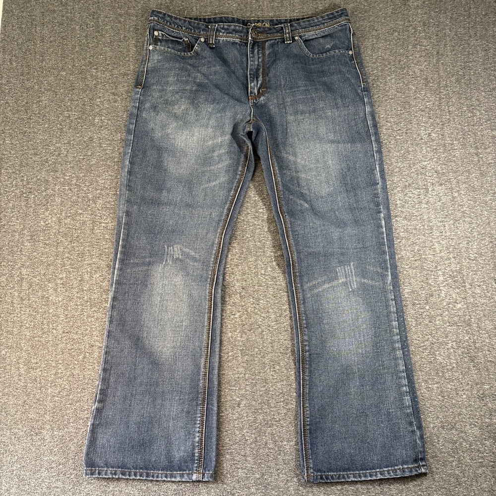Carbon Mens Jeans Size 36 x 32 Medium Wash Distressed Bootcut Casual